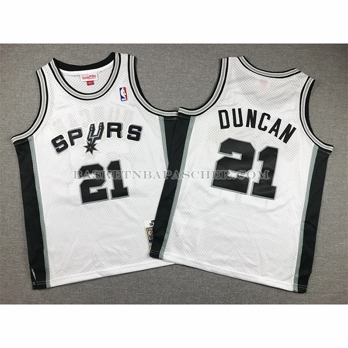 Maillot Enfant San Antonio Spurs Tim Duncan NO 21 Mitchell & Ness 1998-99 Blanc